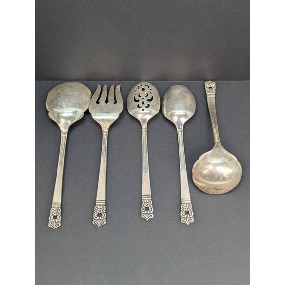 1881 Rogers Oneida Ruby Lane Silver Plated Five Piece Serving Set - Picture 7 of 10